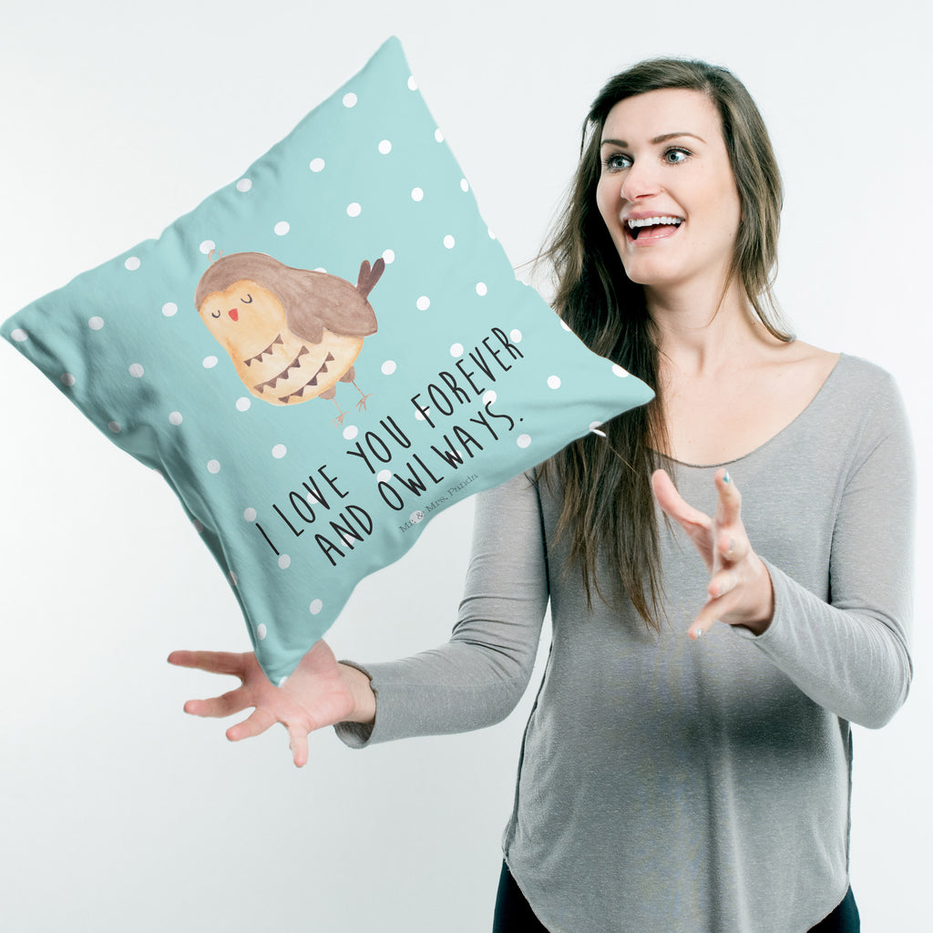 40x40 Kissen Eule Zufrieden Kissenhülle, Kopfkissen, Sofakissen, Dekokissen, Motivkissen, Eule, Eule Spruch, Eule deko, Owl, Liebe Spruch, Romantisch, Wortspiel lustig, Spruch schön, Geschenk Hochzeitstag