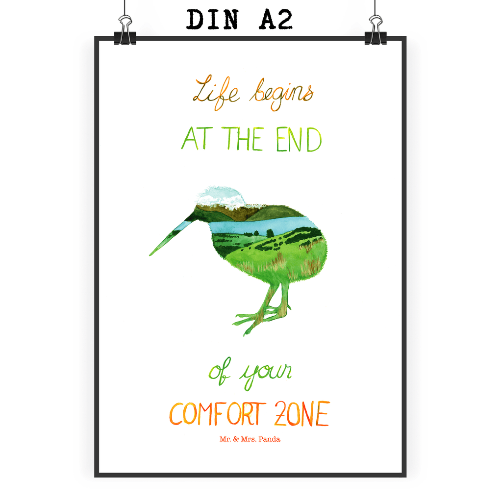 Poster Kiwi Neuseeland Neuseeland, New Zealand, Kiwi, Kiwivogel, Komfortzone, Life begins, Motivation, Leben, Poster, Wandposter, Bild, Wanddeko, Küchenposter, Kinderposter, Wanddeko Bild, Raumdekoration, Wanddekoration, Handgemaltes Poster, Mr. & Mrs. Panda Poster, Designposter, Kunstdruck, Posterdruck  Blumen Deko, Frühlings Deko, Sommer Deko, Dekoration, positive Botschaft, Naturliebhaber, Outdoor, Natur, Abenteuer