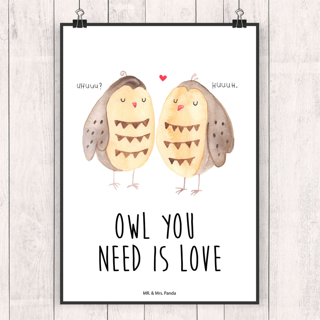 Poster Eule Liebe Poster, Wandposter, Bild, Wanddeko, Küchenposter, Kinderposter, Wanddeko Bild, Raumdekoration, Wanddekoration, Handgemaltes Poster, Mr. & Mrs. Panda Poster, Designposter, Kunstdruck, Posterdruck, Eule, Eule Deko, Liebe, Hochzeit Spruch, Owl, All you need is love, Liebe Spruch, Freundin Geschenk, Freund, Wortspiel lustig