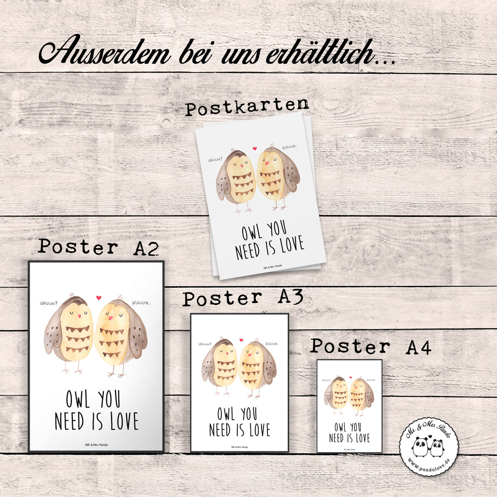 Poster Eule Liebe Poster, Wandposter, Bild, Wanddeko, Küchenposter, Kinderposter, Wanddeko Bild, Raumdekoration, Wanddekoration, Handgemaltes Poster, Mr. & Mrs. Panda Poster, Designposter, Kunstdruck, Posterdruck, Eule, Eule Deko, Liebe, Hochzeit Spruch, Owl, All you need is love, Liebe Spruch, Freundin Geschenk, Freund, Wortspiel lustig