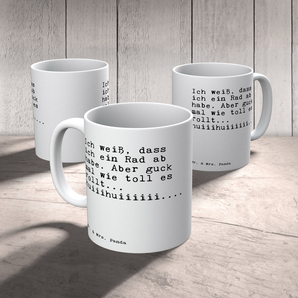 Tasse Sprüche und Zitate Ich weiß, dass ich ein Rad ab habe. Aber guck mal wie toll es rollt... huiiihuiiiiii.... Spruch Sprüche Weisheiten Zitate Lustig Weisheit Worte Becher, Kaffeetasse, Kaffeebecher, Tee, Frühstück, Büro Geschenk, Freundin, Freund, Geschenk Frauen, Geschenk Freundin, Tasse mit Spruch Spruch, Sprüche, lustig, Weisheiten, Zitate