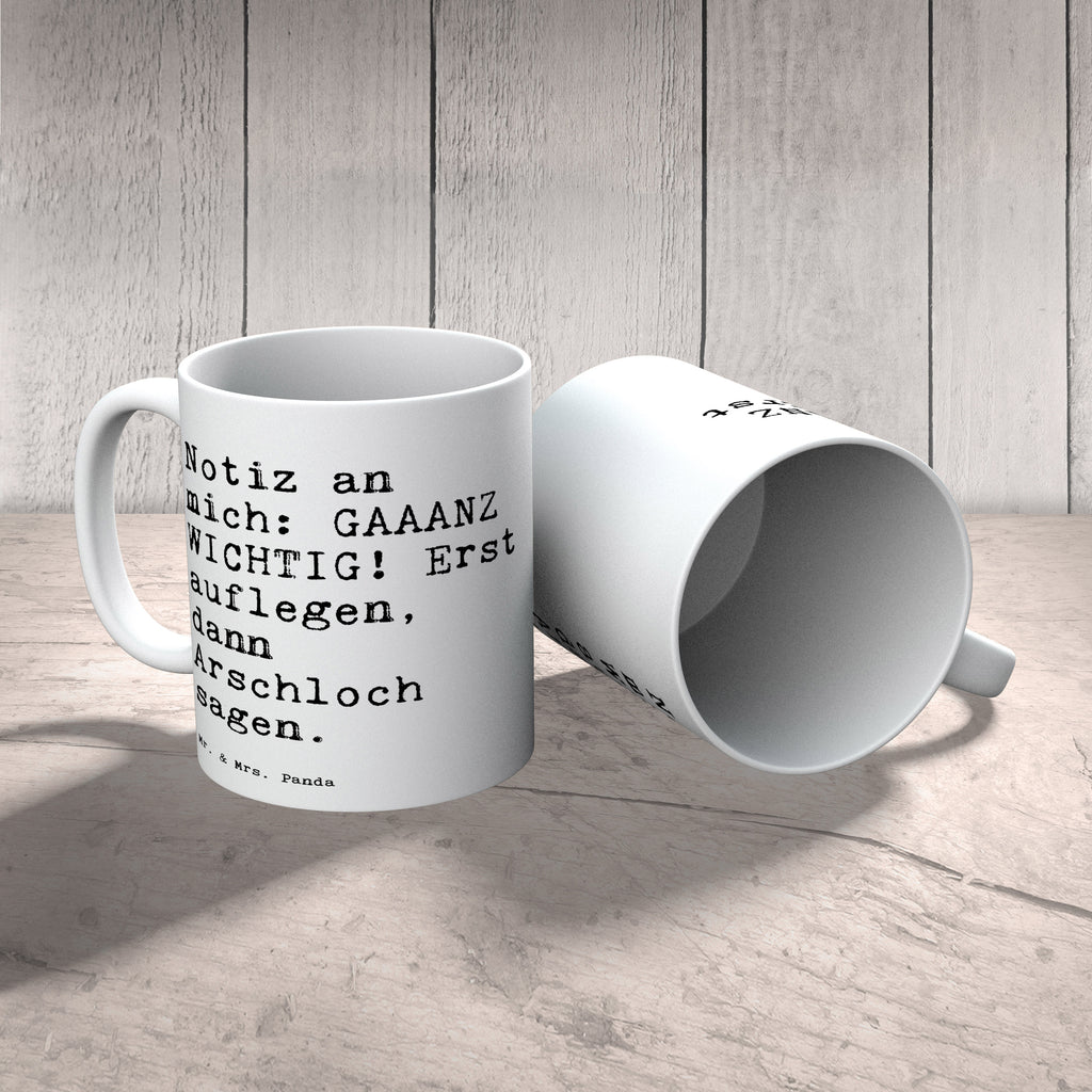 Tasse Sprüche und Zitate Notiz an mich: GAAANZ WICHTIG! Erst auflegen, dann Arschloch sagen. Spruch Sprüche Weisheiten Zitate Lustig Weisheit Worte Becher, Kaffeetasse, Kaffeebecher, Tee, Frühstück, Büro Spruch, Freundin, Geschenk Frau, Junggesellinnenabschied, Frauen, Exfreund, Single, Liebeskummer Spruch, Sprüche, lustig, Weisheiten, Zitate