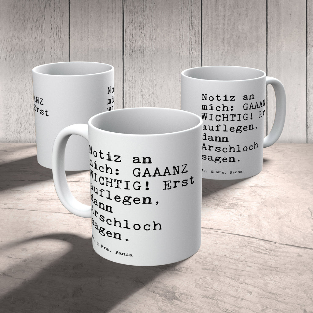 Tasse Sprüche und Zitate Notiz an mich: GAAANZ WICHTIG! Erst auflegen, dann Arschloch sagen. Spruch Sprüche Weisheiten Zitate Lustig Weisheit Worte Becher, Kaffeetasse, Kaffeebecher, Tee, Frühstück, Büro Spruch, Freundin, Geschenk Frau, Junggesellinnenabschied, Frauen, Exfreund, Single, Liebeskummer Spruch, Sprüche, lustig, Weisheiten, Zitate
