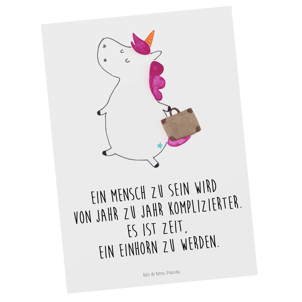 Postkarte Einhorn Koffer Geschenkkarte, Grußkarte, Karte, Einladung, Ansichtskarte, Geburtstagskarte, Einladungskarte, Dankeskarte, Einhorn, Einhörner, Einhorn Deko, Pegasus, Unicorn, unicorn, Koffer, Verreisen, Reise, Gepäck, Abenteuer, Erwachsen, Kind, albern, Spaß, lustig, witzig