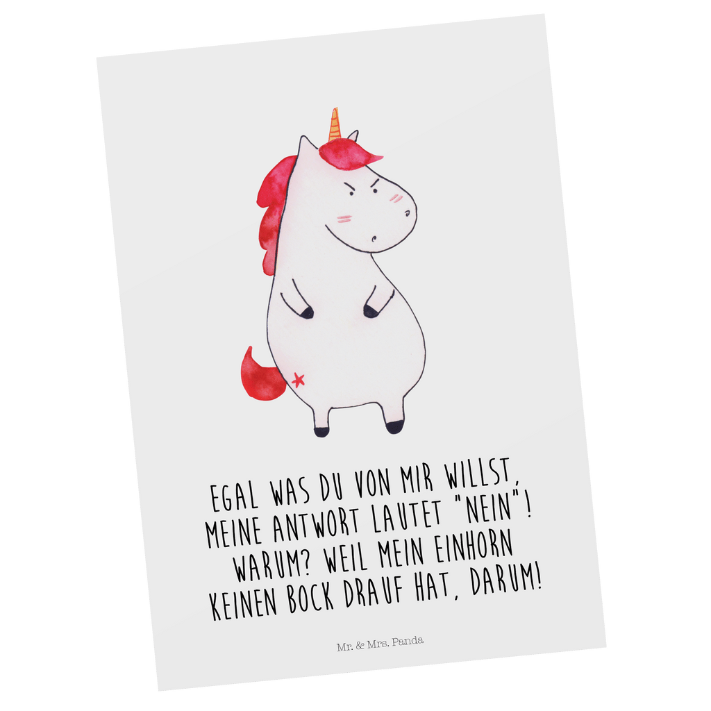 Postkarte Einhorn wütend Geschenkkarte, Grußkarte, Karte, Einladung, Ansichtskarte, Geburtstagskarte, Einladungskarte, Einhorn, Einhörner, Einhorn Deko, Pegasus, Unicorn, Realität, Ansage, lustlos, nein, Büro, Arbeit, wütend, dumme Fragen, lustig, Spaß, Geschenk