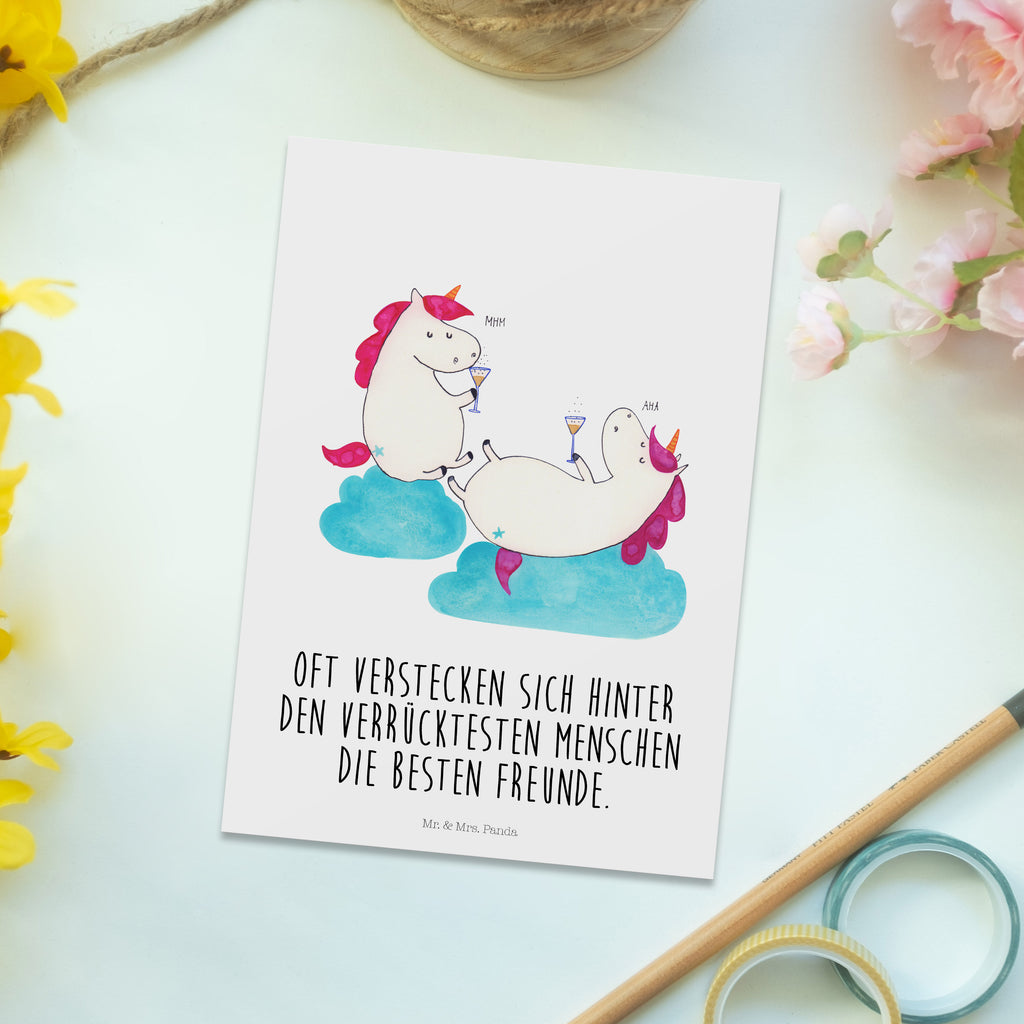 Postkarte Einhörner Sekt Geschenkkarte, Grußkarte, Karte, Einladung, Ansichtskarte, Geburtstagskarte, Einladungskarte, Einhorn, Einhörner, Einhorn Deko, Pegasus, Unicorn, Freundinnen, Freundin, BFF, Sekt, Mädelsabend, Spaß, Party, Korken, Anstoßen, Beste