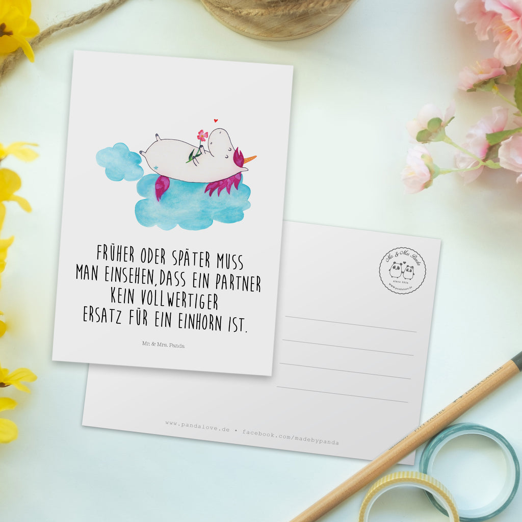 Postkarte Einhorn verliebt auf Wolke Geschenkkarte, Grußkarte, Karte, Einladung, Ansichtskarte, Geburtstagskarte, Einladungskarte, Dankeskarte, Einhorn, Einhörner, Einhorn Deko, Pegasus, Unicorn, verliebt, Liebe, Liebesbeweis, Freundin, Wolke