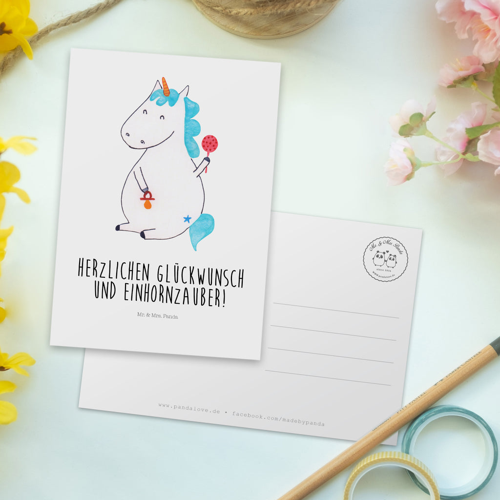 Postkarte Einhorn Baby Geschenkkarte, Grußkarte, Karte, Einladung, Ansichtskarte, Geburtstagskarte, Einladungskarte, Einhorn, Einhörner, Einhorn Deko, Pegasus, Unicorn, Mutter, Geburt, Geburtstag, erstes Kind, Baby, Babyglück, Nachwuchs, Eltern, Party, Kind, Schnuller