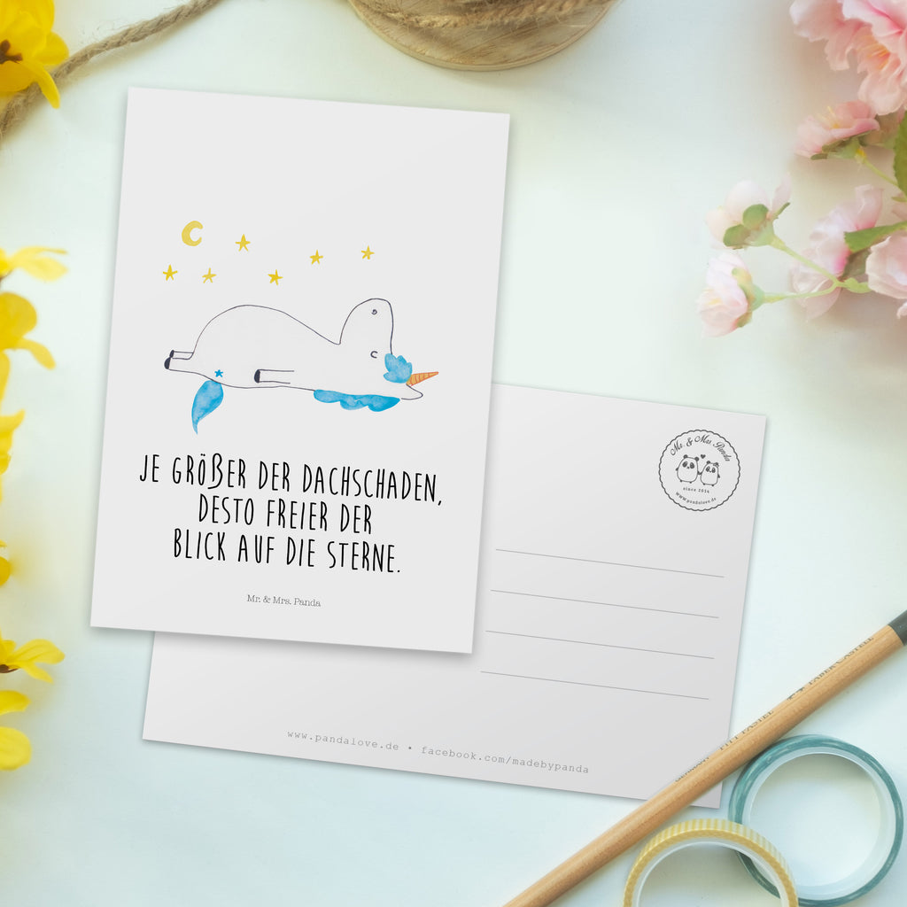 Postkarte Einhorn Sternenhimmel Geschenkkarte, Grußkarte, Karte, Einladung, Ansichtskarte, Geburtstagskarte, Einladungskarte, Einhorn, Einhörner, Einhorn Deko, Pegasus, Unicorn, Sterne, Dachschaden, Verrückt, Sternenhimmel