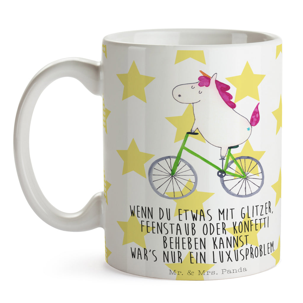 Tasse Einhorn Radfahrer Einhorn, Einhörner, Unicorn, Radfahren, Radfahrer, Rad, Bike, Feenstaub, Konfetti, Luxusproblem, Kummer, Liebeskummer Becher, Kaffeetasse, Kaffeebecher, Tee, Frühstück, Büro  Einhorn, Einhörner, Einhorn Deko, Pegasus, Unicorn