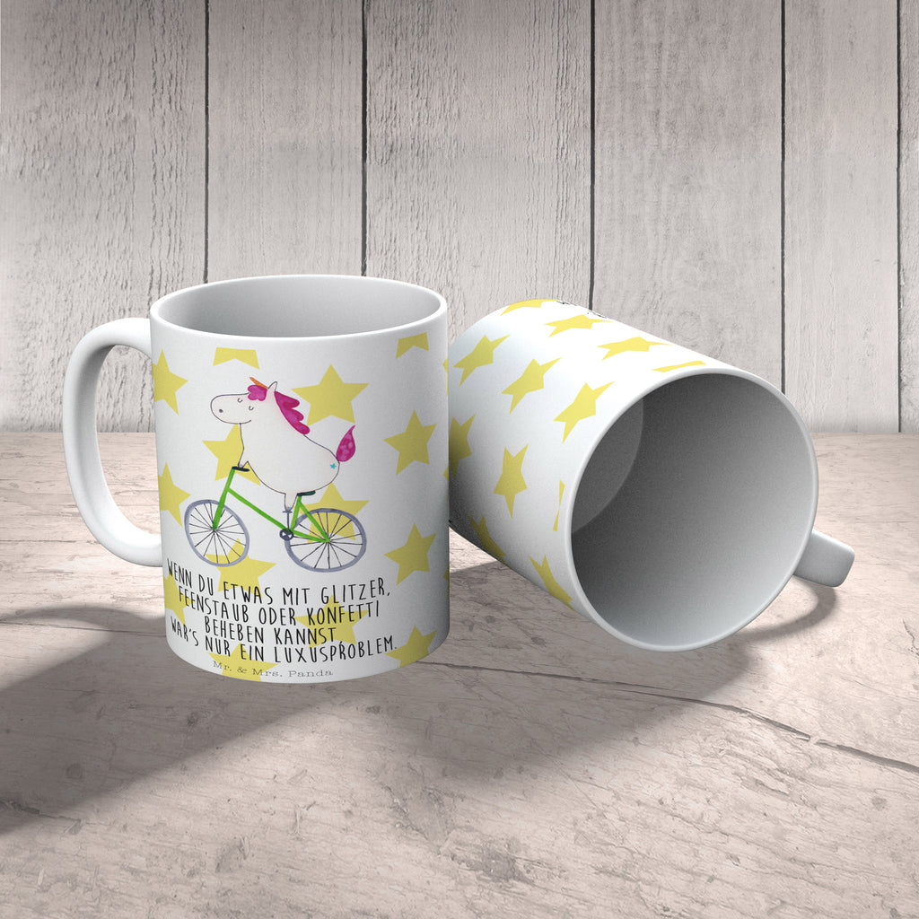Tasse Einhorn Radfahrer Einhorn, Einhörner, Unicorn, Radfahren, Radfahrer, Rad, Bike, Feenstaub, Konfetti, Luxusproblem, Kummer, Liebeskummer Becher, Kaffeetasse, Kaffeebecher, Tee, Frühstück, Büro  Einhorn, Einhörner, Einhorn Deko, Pegasus, Unicorn