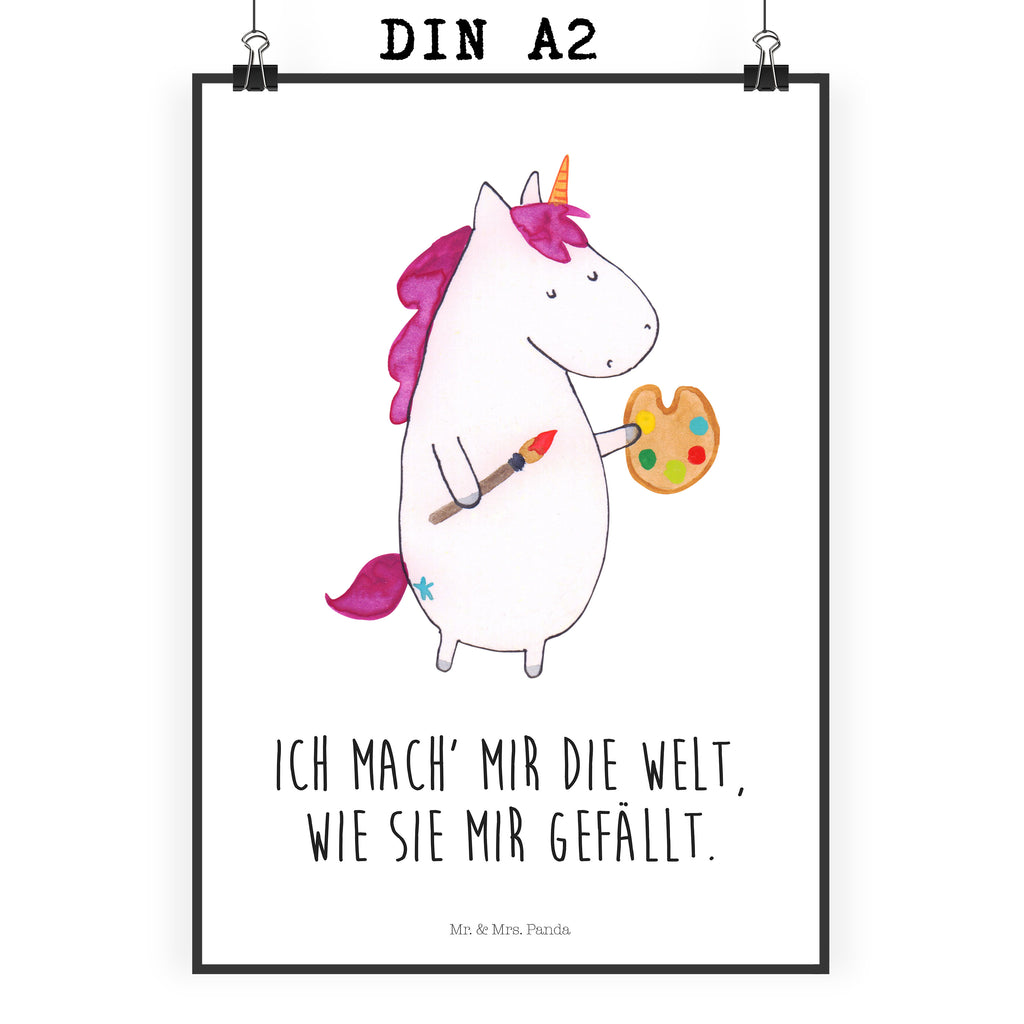 Poster Einhorn Künstler Poster, Wandposter, Bild, Wanddeko, Küchenposter, Kinderposter, Wanddeko Bild, Raumdekoration, Wanddekoration, Handgemaltes Poster, Mr. & Mrs. Panda Poster, Designposter, Kunstdruck, Posterdruck, Einhorn, Einhörner, Einhorn Deko, Pegasus, Unicorn, Englisch, Künstler, Artist, Malen, Zeichnen, Welt, Farbe, Stift, Pinsel, Geschenk, Maler