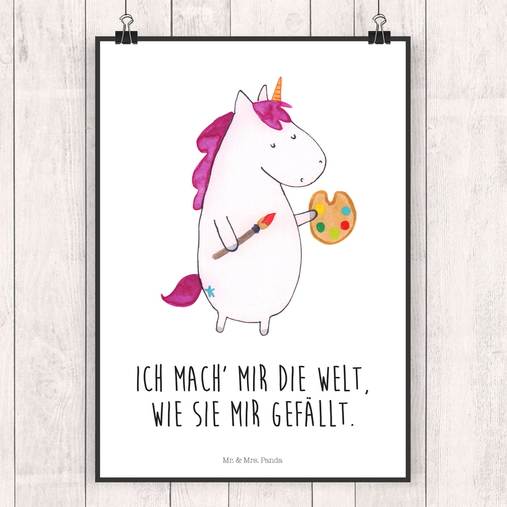 Poster Einhorn Künstler Poster, Wandposter, Bild, Wanddeko, Küchenposter, Kinderposter, Wanddeko Bild, Raumdekoration, Wanddekoration, Handgemaltes Poster, Mr. & Mrs. Panda Poster, Designposter, Kunstdruck, Posterdruck, Einhorn, Einhörner, Einhorn Deko, Pegasus, Unicorn, Englisch, Künstler, Artist, Malen, Zeichnen, Welt, Farbe, Stift, Pinsel, Geschenk, Maler