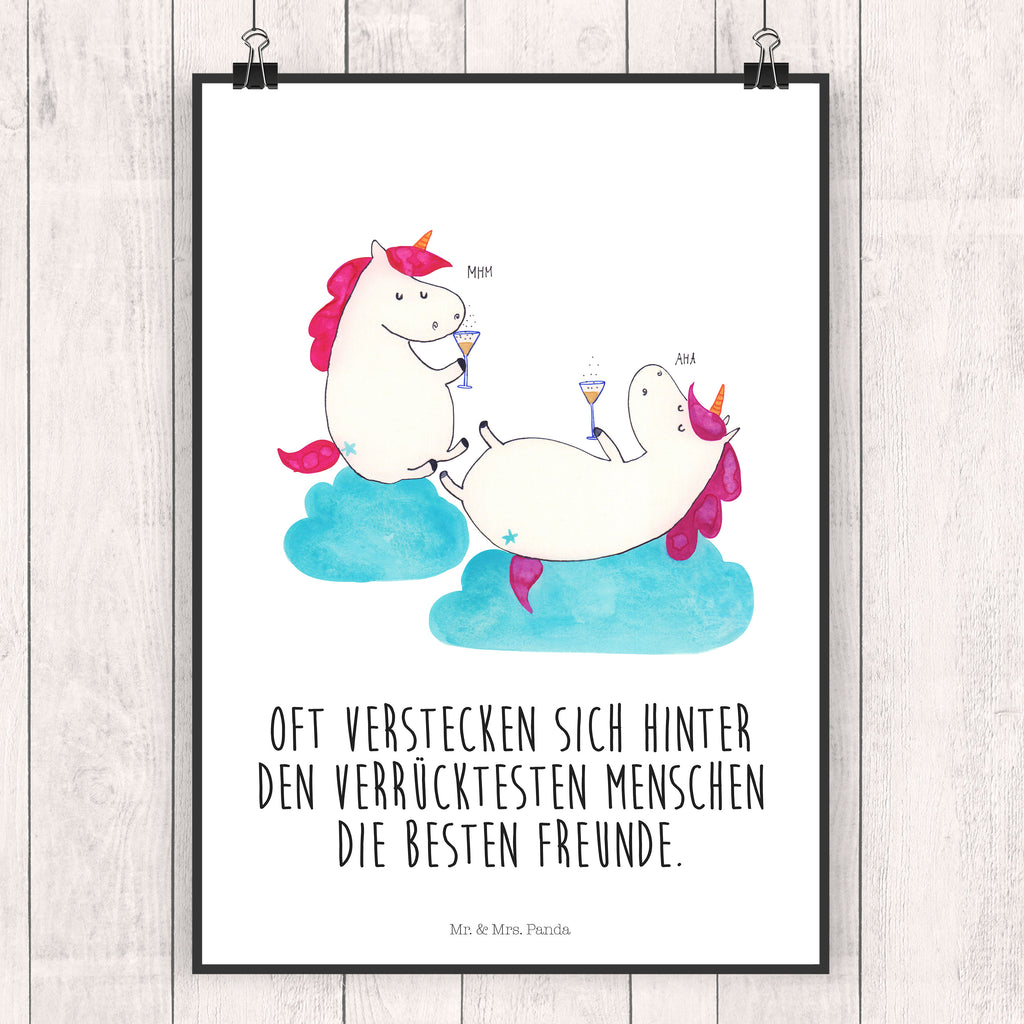 Poster Einhörner Sekt Poster, Wandposter, Bild, Wanddeko, Küchenposter, Kinderposter, Wanddeko Bild, Raumdekoration, Wanddekoration, Handgemaltes Poster, Mr. & Mrs. Panda Poster, Designposter, Kunstdruck, Posterdruck, Einhorn, Einhörner, Einhorn Deko, Pegasus, Unicorn, Freundinnen, Freundin, BFF, Sekt, Mädelsabend, Spaß, Party, Korken, Anstoßen, Beste