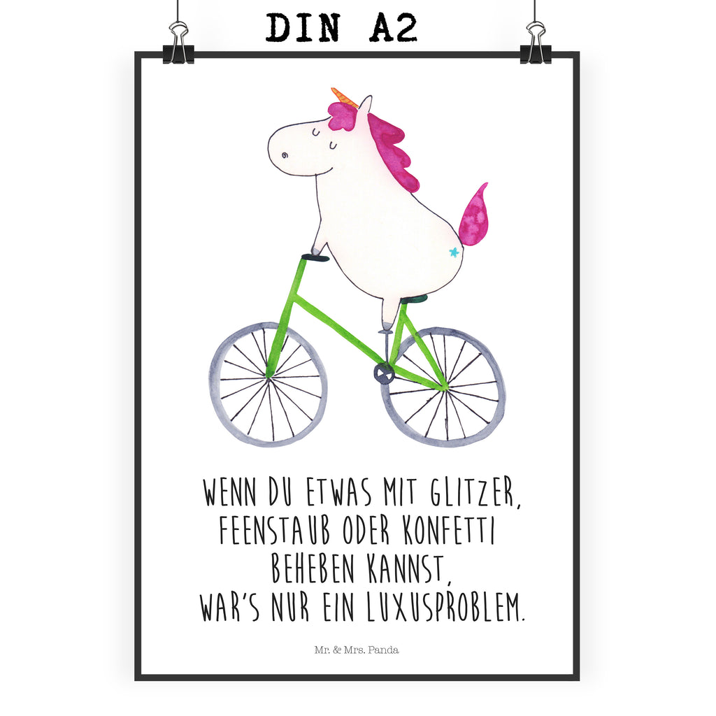 Poster Einhorn Radfahrer Poster, Wandposter, Bild, Wanddeko, Küchenposter, Kinderposter, Wanddeko Bild, Raumdekoration, Wanddekoration, Handgemaltes Poster, Mr. & Mrs. Panda Poster, Designposter, Kunstdruck, Posterdruck, Einhorn, Einhörner, Einhorn Deko, Pegasus, Unicorn, Radfahren, Radfahrer, Rad, Bike, Feenstaub, Konfetti, Luxusproblem, Kummer, Liebeskummer
