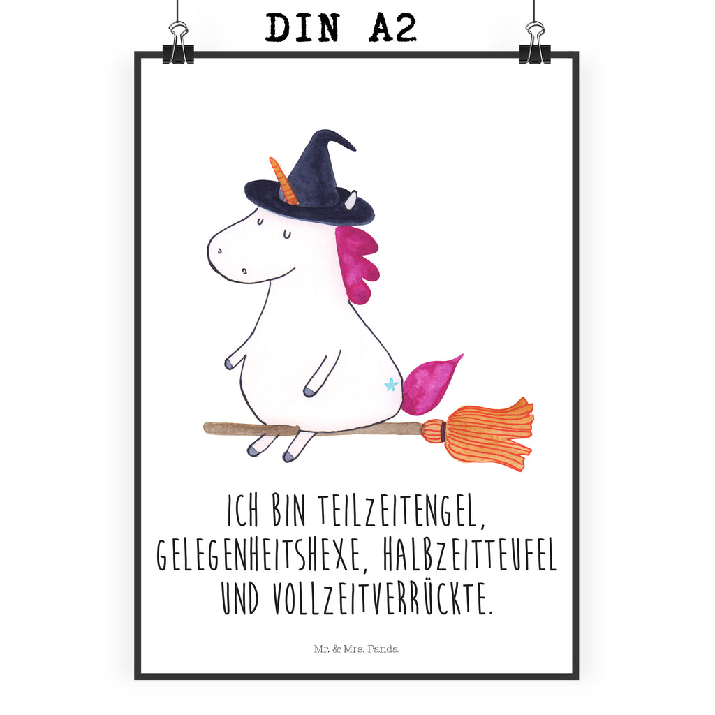 Poster Einhorn Hexe Poster, Wandposter, Bild, Wanddeko, Küchenposter, Kinderposter, Wanddeko Bild, Raumdekoration, Wanddekoration, Handgemaltes Poster, Mr. & Mrs. Panda Poster, Designposter, Kunstdruck, Posterdruck, Einhorn, Einhörner, Einhorn Deko, Pegasus, Unicorn, Frau, Ehefrau, Hexe, Teufel, Engel, Verrückte, Freundin, Leben, Zicke