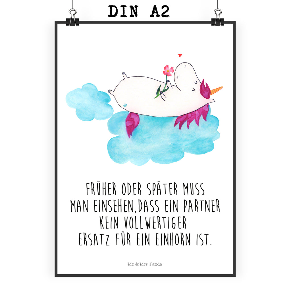 Poster Einhorn verliebt auf Wolke Poster, Wandposter, Bild, Wanddeko, Küchenposter, Kinderposter, Wanddeko Bild, Raumdekoration, Wanddekoration, Handgemaltes Poster, Mr. & Mrs. Panda Poster, Designposter, Kunstdruck, Posterdruck, Einhorn, Einhörner, Einhorn Deko, Pegasus, Unicorn, verliebt, Liebe, Liebesbeweis, Freundin, Wolke