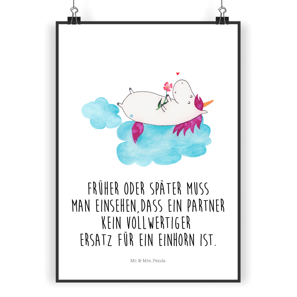 Poster Einhorn verliebt auf Wolke Poster, Wandposter, Bild, Wanddeko, Küchenposter, Kinderposter, Wanddeko Bild, Raumdekoration, Wanddekoration, Handgemaltes Poster, Mr. & Mrs. Panda Poster, Designposter, Kunstdruck, Posterdruck, Einhorn, Einhörner, Einhorn Deko, Pegasus, Unicorn, verliebt, Liebe, Liebesbeweis, Freundin, Wolke