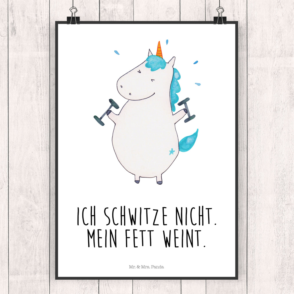 Poster Einhorn Fitness Poster, Wandposter, Bild, Wanddeko, Küchenposter, Kinderposter, Wanddeko Bild, Raumdekoration, Wanddekoration, Handgemaltes Poster, Mr. & Mrs. Panda Poster, Designposter, Kunstdruck, Posterdruck, Einhorn, Einhörner, Einhorn Deko, Pegasus, Unicorn, Gym, Fitness, Fitnessstudio, Diät, Abnehmen, Sport, Pumpen, Geräte, Sixpack