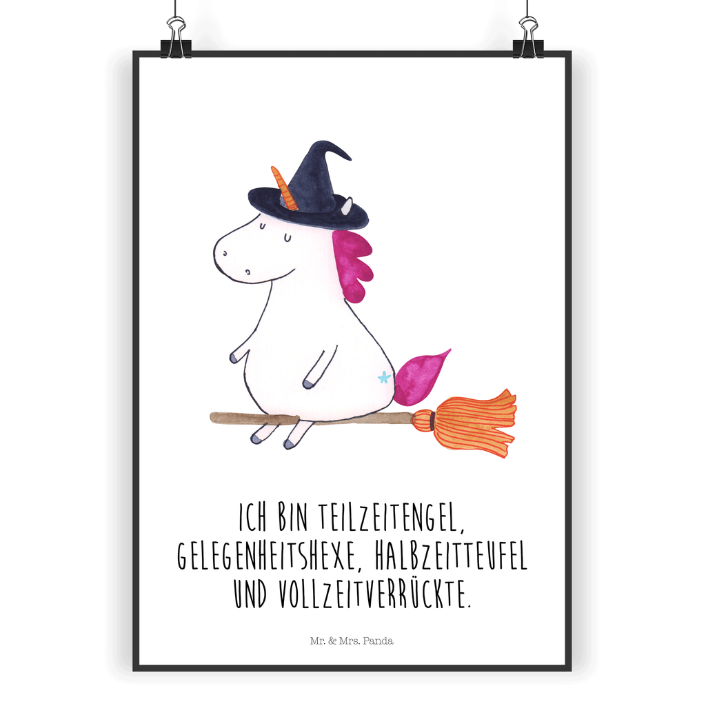 Poster Einhorn Hexe Poster, Wandposter, Bild, Wanddeko, Küchenposter, Kinderposter, Wanddeko Bild, Raumdekoration, Wanddekoration, Handgemaltes Poster, Mr. & Mrs. Panda Poster, Designposter, Kunstdruck, Posterdruck, Einhorn, Einhörner, Einhorn Deko, Pegasus, Unicorn, Frau, Ehefrau, Hexe, Teufel, Engel, Verrückte, Freundin, Leben, Zicke
