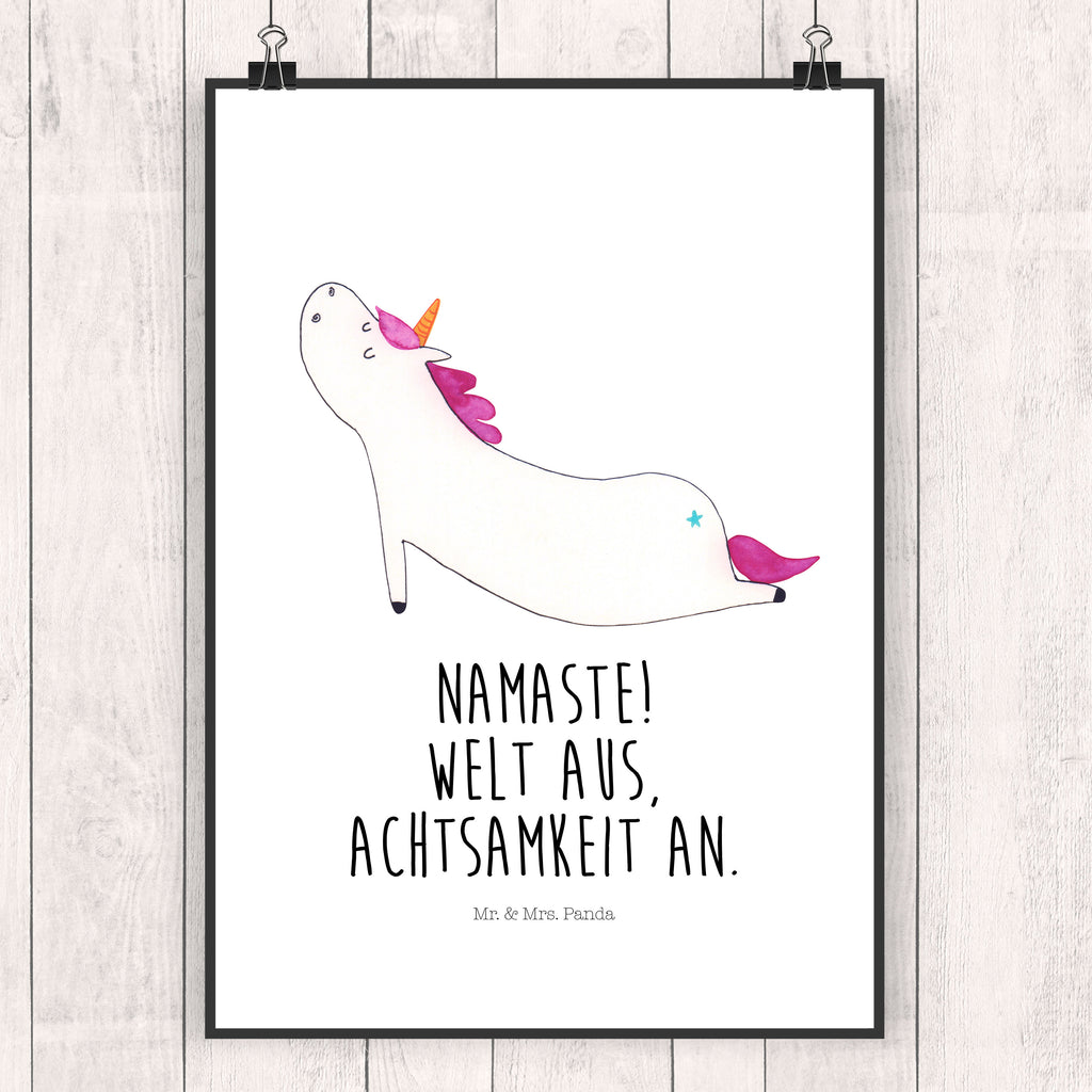 Poster Einhorn Yoga Poster, Wandposter, Bild, Wanddeko, Küchenposter, Kinderposter, Wanddeko Bild, Raumdekoration, Wanddekoration, Handgemaltes Poster, Mr. & Mrs. Panda Poster, Designposter, Kunstdruck, Posterdruck, Einhorn, Einhörner, Einhorn Deko, Pegasus, Unicorn, Yoga, Namaste, Achtsamkeit, Entspannung, Joga, Yogamatte, Sport, lustig, witzig, süß