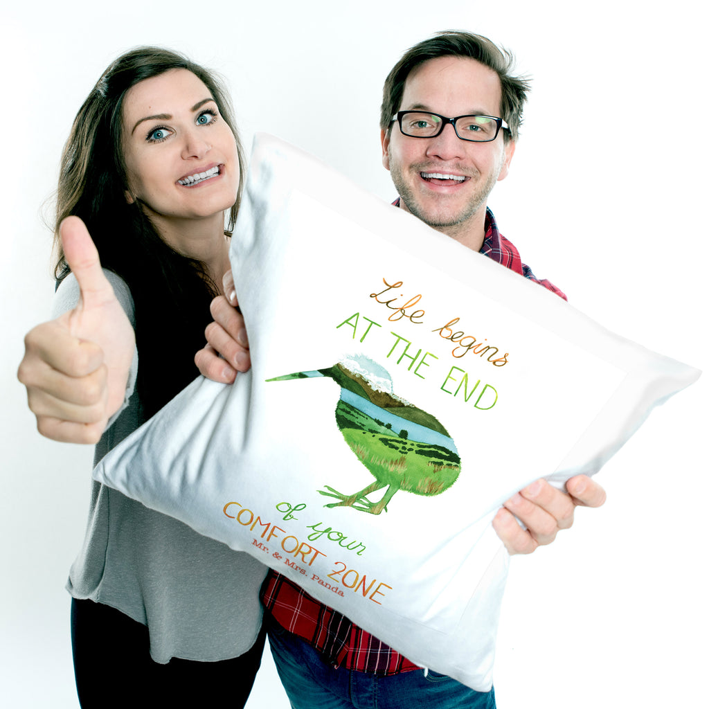 40x40 Kissen Kiwi Neuseeland Kissenhülle, Kopfkissen, Sofakissen, Dekokissen, Motivkissen, Blumen Deko, Frühlings Deko, Sommer Deko, Dekoration, positive Botschaft, Naturliebhaber, Outdoor, Natur, Abenteuer, Neuseeland, New Zealand, Kiwi, Kiwivogel, Komfortzone, Life begins, Motivation, Leben