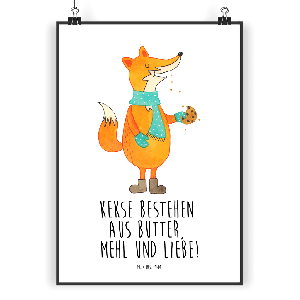 Poster Fuchs Keks Poster, Wandposter, Bild, Wanddeko, Küchenposter, Kinderposter, Wanddeko Bild, Raumdekoration, Wanddekoration, Handgemaltes Poster, Mr. & Mrs. Panda Poster, Designposter, Kunstdruck, Posterdruck, Fuchs, Füchse, Backen Spruch, Kekse, Winter, Weihnachtszeit, Plätzchen, Liebe, Küche Deko