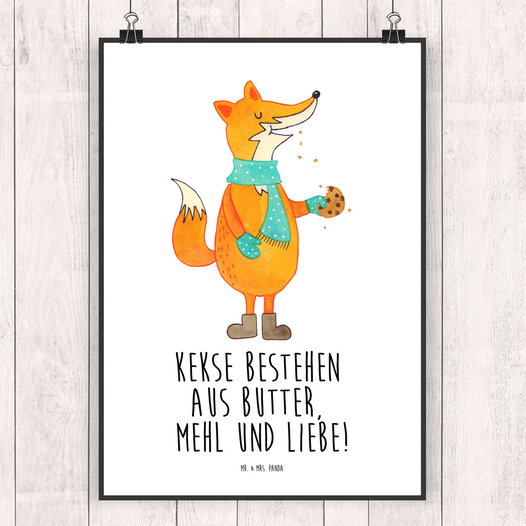 Poster Fuchs Keks Poster, Wandposter, Bild, Wanddeko, Küchenposter, Kinderposter, Wanddeko Bild, Raumdekoration, Wanddekoration, Handgemaltes Poster, Mr. & Mrs. Panda Poster, Designposter, Kunstdruck, Posterdruck, Fuchs, Füchse, Backen Spruch, Kekse, Winter, Weihnachtszeit, Plätzchen, Liebe, Küche Deko
