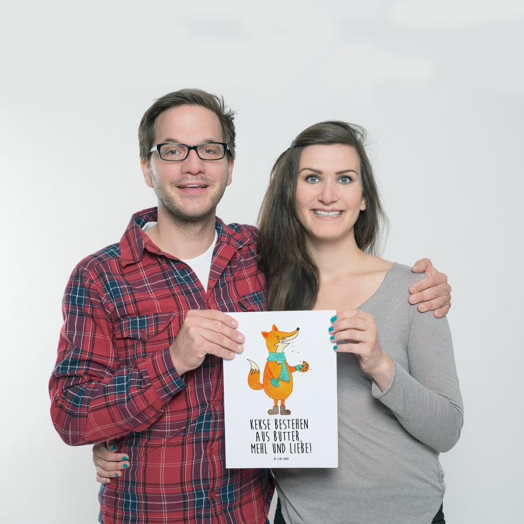 Poster Fuchs Keks Poster, Wandposter, Bild, Wanddeko, Küchenposter, Kinderposter, Wanddeko Bild, Raumdekoration, Wanddekoration, Handgemaltes Poster, Mr. & Mrs. Panda Poster, Designposter, Kunstdruck, Posterdruck, Fuchs, Füchse, Backen Spruch, Kekse, Winter, Weihnachtszeit, Plätzchen, Liebe, Küche Deko