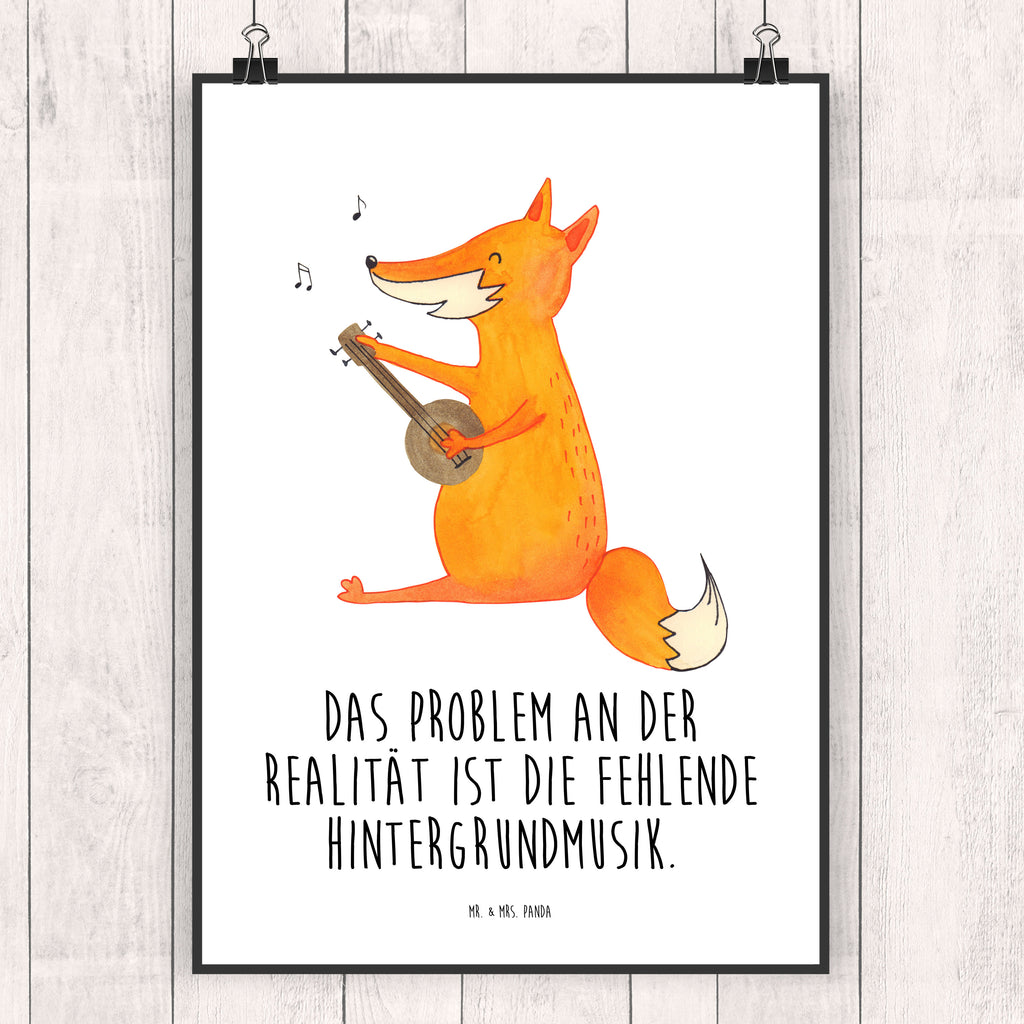 Poster Fuchs Gitarre Poster, Wandposter, Bild, Wanddeko, Küchenposter, Kinderposter, Wanddeko Bild, Raumdekoration, Wanddekoration, Handgemaltes Poster, Mr. & Mrs. Panda Poster, Designposter, Kunstdruck, Posterdruck, Fuchs, Füchse, Geschenk Musiker, Musik Spruch, Musikerin, Sänger, Sängerin, Gitarre