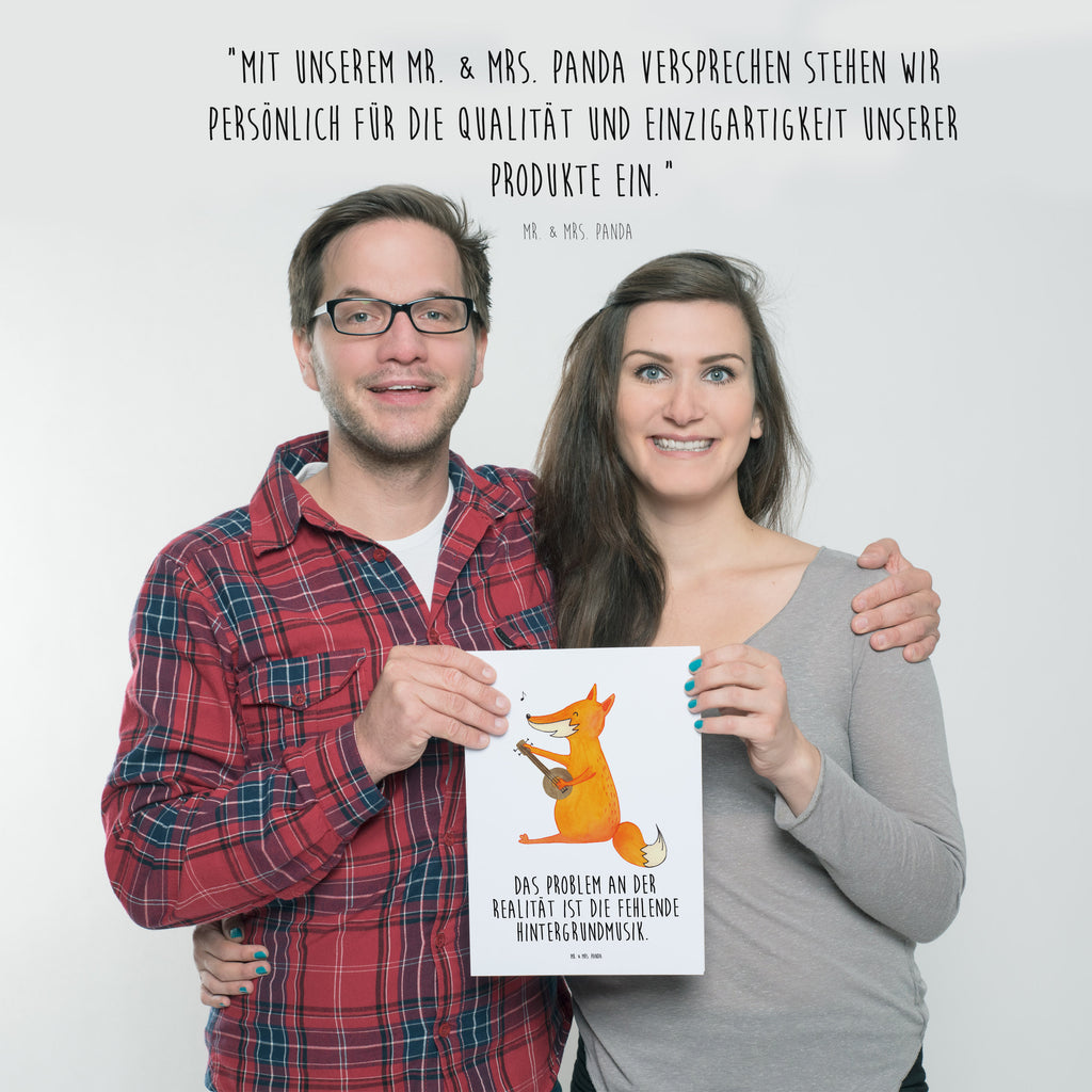 Poster Fuchs Gitarre Poster, Wandposter, Bild, Wanddeko, Küchenposter, Kinderposter, Wanddeko Bild, Raumdekoration, Wanddekoration, Handgemaltes Poster, Mr. & Mrs. Panda Poster, Designposter, Kunstdruck, Posterdruck, Fuchs, Füchse, Geschenk Musiker, Musik Spruch, Musikerin, Sänger, Sängerin, Gitarre