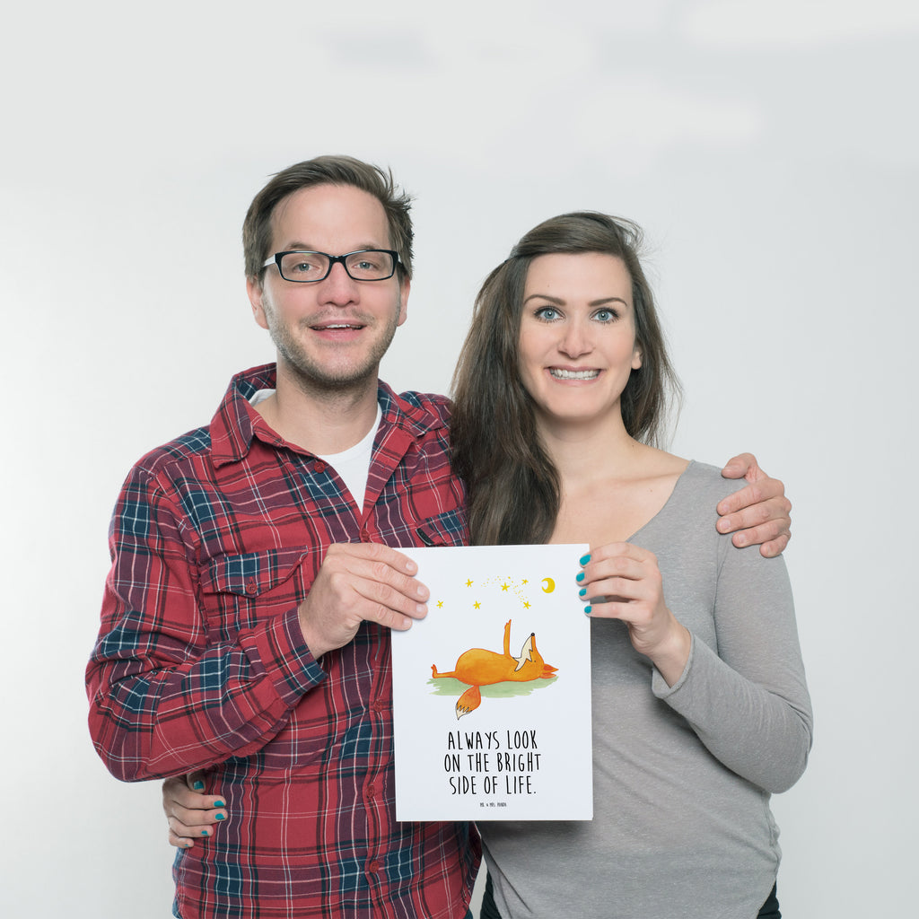 Poster Fuchs Sterne Poster, Wandposter, Bild, Wanddeko, Küchenposter, Kinderposter, Wanddeko Bild, Raumdekoration, Wanddekoration, Handgemaltes Poster, Mr. & Mrs. Panda Poster, Designposter, Kunstdruck, Posterdruck, Fuchs, Füchse, tröstende Worte, Spruch positiv, Spruch schön, Romantik, Always Look on the Bright Side of Life