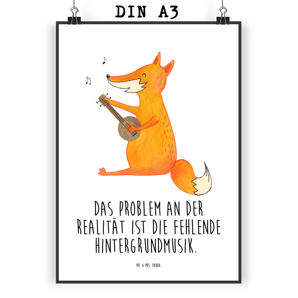 Poster Fuchs Gitarre Poster, Wandposter, Bild, Wanddeko, Küchenposter, Kinderposter, Wanddeko Bild, Raumdekoration, Wanddekoration, Handgemaltes Poster, Mr. & Mrs. Panda Poster, Designposter, Kunstdruck, Posterdruck, Fuchs, Füchse, Geschenk Musiker, Musik Spruch, Musikerin, Sänger, Sängerin, Gitarre