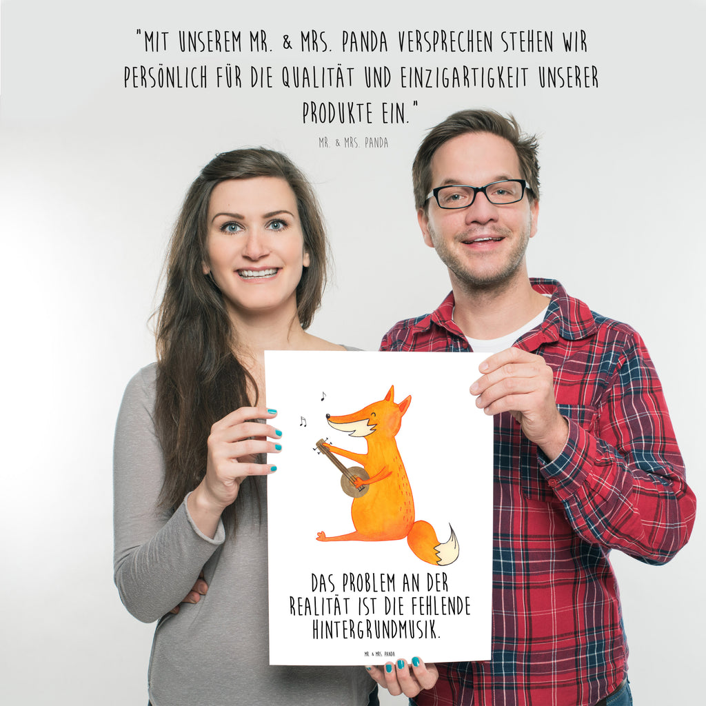 Poster Fuchs Gitarre Poster, Wandposter, Bild, Wanddeko, Küchenposter, Kinderposter, Wanddeko Bild, Raumdekoration, Wanddekoration, Handgemaltes Poster, Mr. & Mrs. Panda Poster, Designposter, Kunstdruck, Posterdruck, Fuchs, Füchse, Geschenk Musiker, Musik Spruch, Musikerin, Sänger, Sängerin, Gitarre
