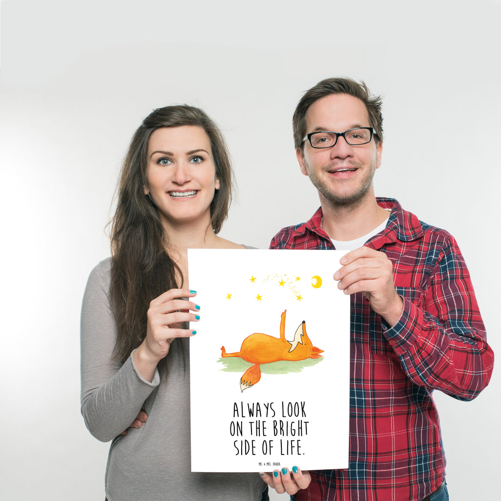 Poster Fuchs Sterne Poster, Wandposter, Bild, Wanddeko, Küchenposter, Kinderposter, Wanddeko Bild, Raumdekoration, Wanddekoration, Handgemaltes Poster, Mr. & Mrs. Panda Poster, Designposter, Kunstdruck, Posterdruck, Fuchs, Füchse, tröstende Worte, Spruch positiv, Spruch schön, Romantik, Always Look on the Bright Side of Life