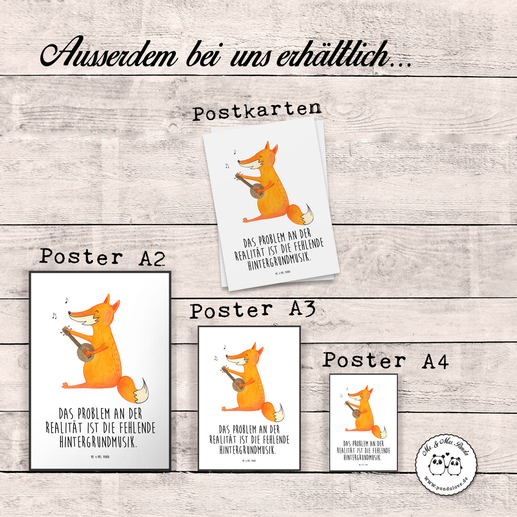 Poster Fuchs Gitarre Poster, Wandposter, Bild, Wanddeko, Küchenposter, Kinderposter, Wanddeko Bild, Raumdekoration, Wanddekoration, Handgemaltes Poster, Mr. & Mrs. Panda Poster, Designposter, Kunstdruck, Posterdruck, Fuchs, Füchse, Geschenk Musiker, Musik Spruch, Musikerin, Sänger, Sängerin, Gitarre