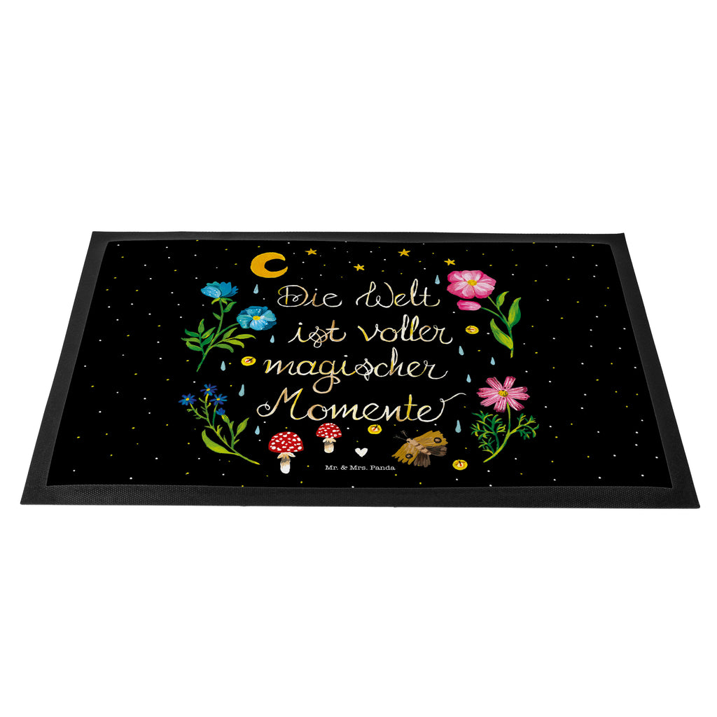 Fußmatte Magische Welt Magische Momente, Spruch schön, Spruch positiv, Motivation, schwarz, magisch, Blumen, Nacht, Weisheit Türvorleger, Schmutzmatte, Fußabtreter, Matte, Schmutzfänger, Fußabstreifer, Schmutzfangmatte, Türmatte, Motivfußmatte,  Haustürmatte, Vorleger  Blumen Deko, Frühlings Deko, Sommer Deko, Dekoration, positive Botschaft, Naturliebhaber, Outdoor, Natur, Abenteuer