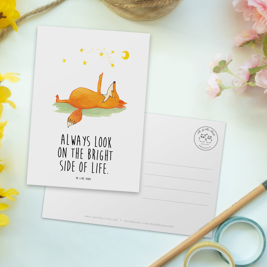 Postkarte Fuchs Sterne Geschenkkarte, Grußkarte, Karte, Einladung, Ansichtskarte, Geburtstagskarte, Einladungskarte, Fuchs, Füchse, tröstende Worte, Spruch positiv, Spruch schön, Romantik, Always Look on the Bright Side of Life