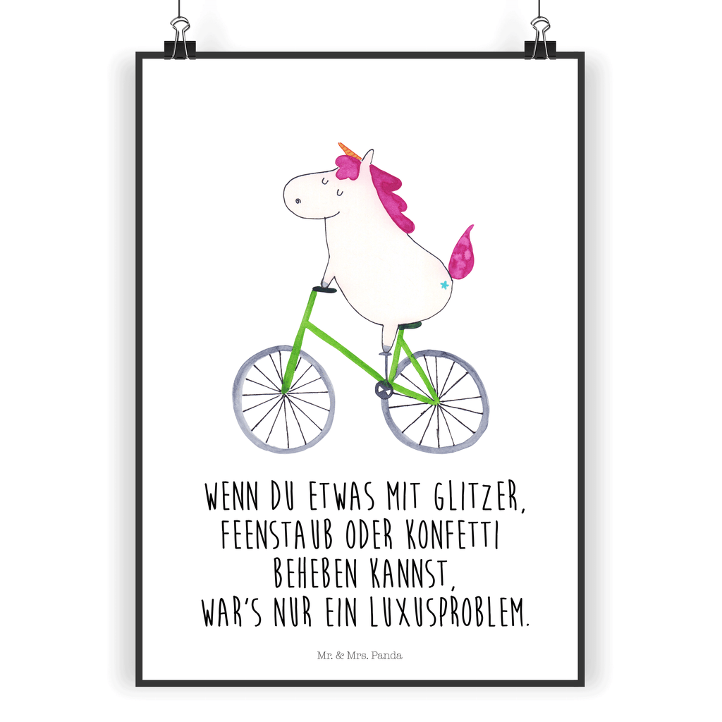 Poster Einhorn Radfahrer Poster, Wandposter, Bild, Wanddeko, Küchenposter, Kinderposter, Wanddeko Bild, Raumdekoration, Wanddekoration, Handgemaltes Poster, Mr. & Mrs. Panda Poster, Designposter, Kunstdruck, Posterdruck, Einhorn, Einhörner, Einhorn Deko, Pegasus, Unicorn, Radfahren, Radfahrer, Rad, Bike, Feenstaub, Konfetti, Luxusproblem, Kummer, Liebeskummer
