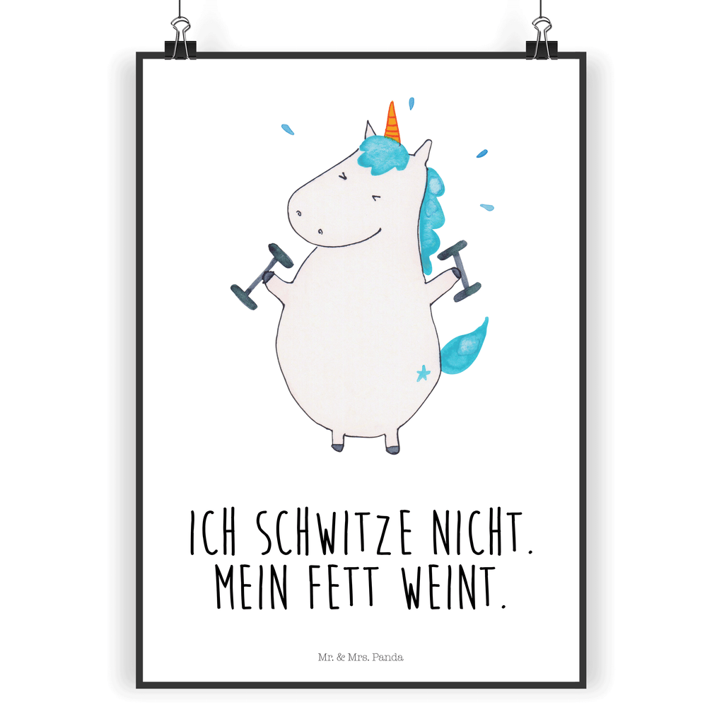 Poster Einhorn Fitness Poster, Wandposter, Bild, Wanddeko, Küchenposter, Kinderposter, Wanddeko Bild, Raumdekoration, Wanddekoration, Handgemaltes Poster, Mr. & Mrs. Panda Poster, Designposter, Kunstdruck, Posterdruck, Einhorn, Einhörner, Einhorn Deko, Pegasus, Unicorn, Gym, Fitness, Fitnessstudio, Diät, Abnehmen, Sport, Pumpen, Geräte, Sixpack