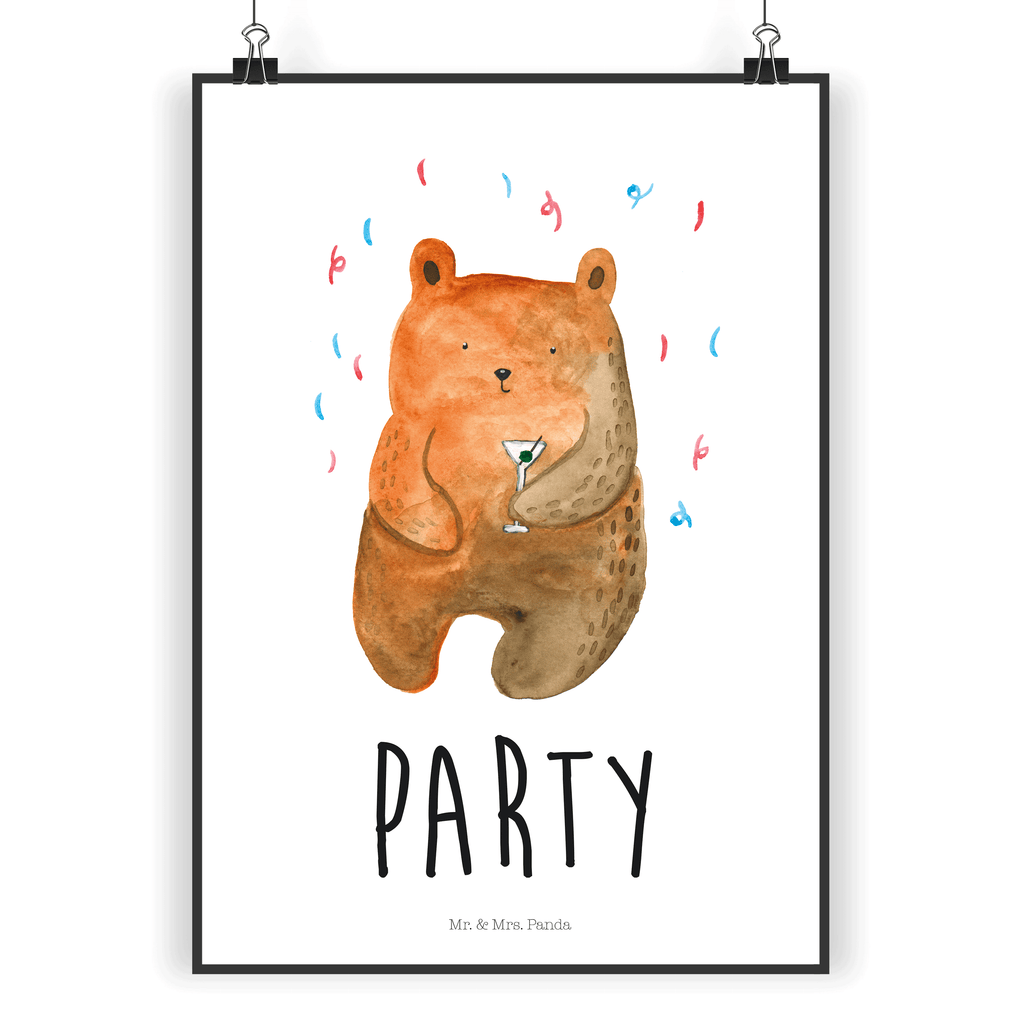 Poster Bär Party Poster, Wandposter, Bild, Wanddeko, Küchenposter, Kinderposter, Wanddeko Bild, Raumdekoration, Wanddekoration, Handgemaltes Poster, Mr. & Mrs. Panda Poster, Designposter, Kunstdruck, Posterdruck, Bär, Teddy, Teddybär, Geburtstag, Geburtstagsgeschenk, Geschenk, Party, Feiern, Abfeiern, Mitbringsel, Gute Laune, Lustig