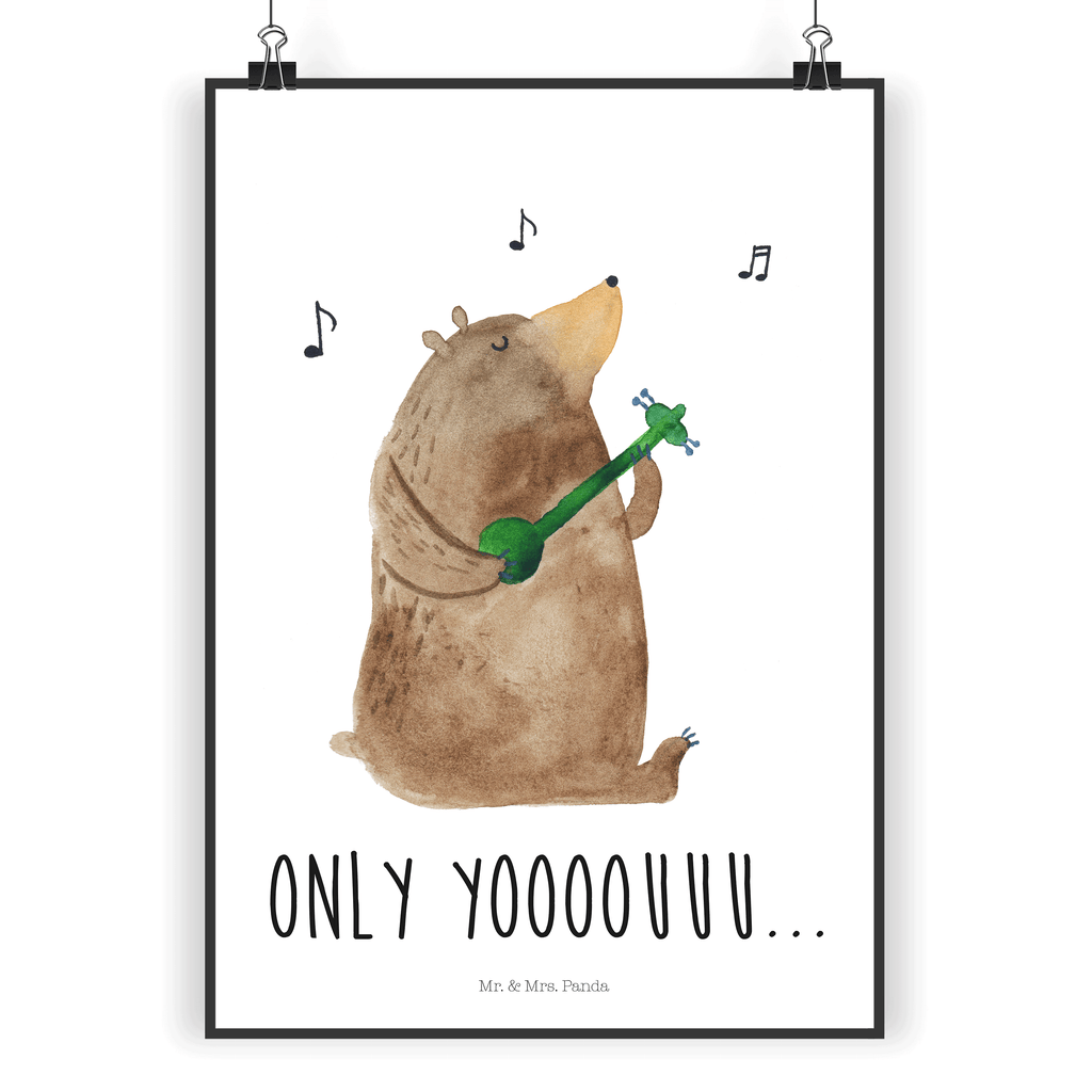 Poster Bär Gitarre Poster, Wandposter, Bild, Wanddeko, Küchenposter, Kinderposter, Wanddeko Bild, Raumdekoration, Wanddekoration, Handgemaltes Poster, Mr. & Mrs. Panda Poster, Designposter, Kunstdruck, Posterdruck, Bär, Teddy, Teddybär