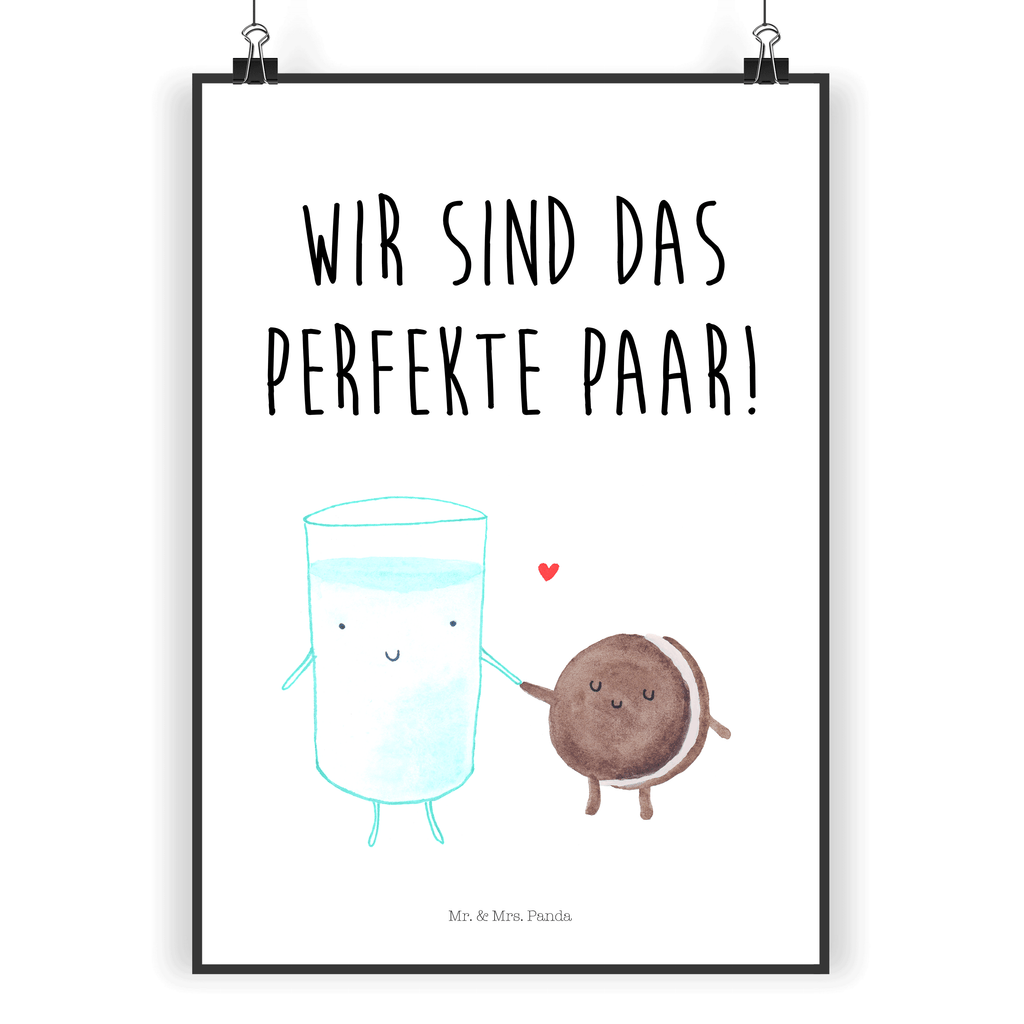 Poster Milch & Keks Poster, Wandposter, Bild, Wanddeko, Küchenposter, Kinderposter, Wanddeko Bild, Raumdekoration, Wanddekoration, Handgemaltes Poster, Mr. & Mrs. Panda Poster, Designposter, Kunstdruck, Posterdruck, Tiermotive, Gute Laune, lustige Sprüche, Tiere, Milk, Cookie, Milch, Keks, Kekse, Kaffee, Einladung Frühstück, Motiv süß, romantisch, perfektes Paar
