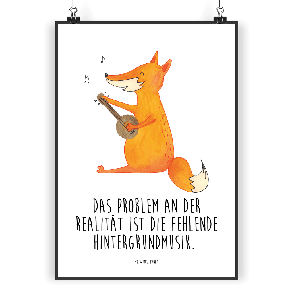 Poster Fuchs Gitarre Poster, Wandposter, Bild, Wanddeko, Küchenposter, Kinderposter, Wanddeko Bild, Raumdekoration, Wanddekoration, Handgemaltes Poster, Mr. & Mrs. Panda Poster, Designposter, Kunstdruck, Posterdruck, Fuchs, Füchse, Geschenk Musiker, Musik Spruch, Musikerin, Sänger, Sängerin, Gitarre
