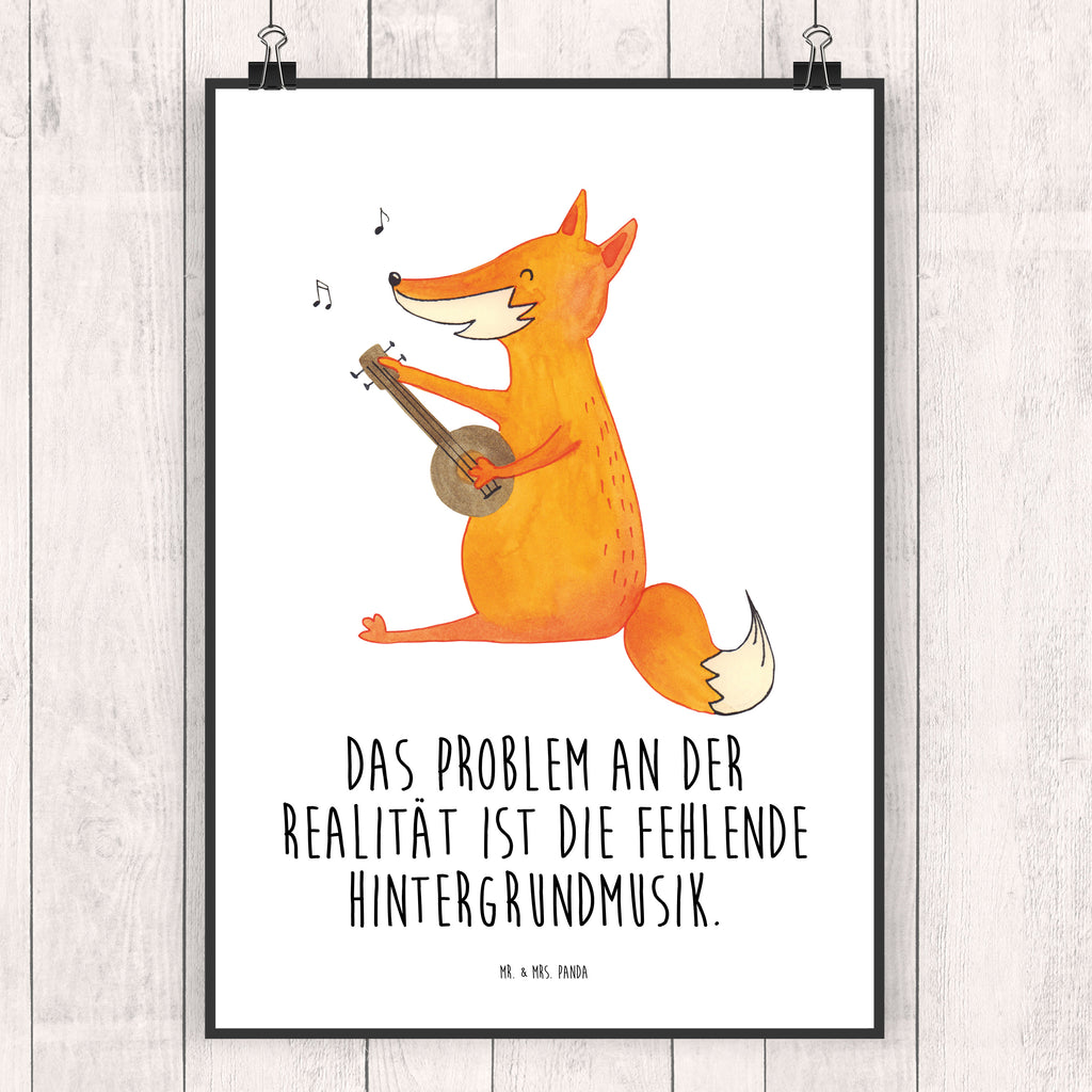 Poster Fuchs Gitarre Poster, Wandposter, Bild, Wanddeko, Küchenposter, Kinderposter, Wanddeko Bild, Raumdekoration, Wanddekoration, Handgemaltes Poster, Mr. & Mrs. Panda Poster, Designposter, Kunstdruck, Posterdruck, Fuchs, Füchse, Geschenk Musiker, Musik Spruch, Musikerin, Sänger, Sängerin, Gitarre