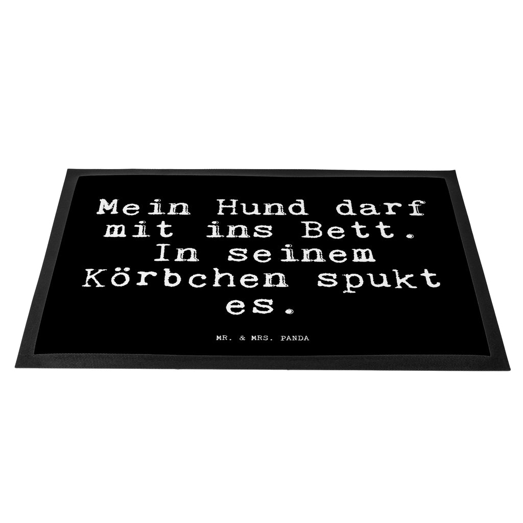 Fußmatte Fun Talk Mein Hund darf mit ins Bett. In seinem Körbchen spukt es. Türvorleger, Schmutzmatte, Fußabtreter, Matte, Schmutzfänger, Fußabstreifer, Schmutzfangmatte, Türmatte, Motivfußmatte, Haustürmatte, Vorleger, Spruch, Sprüche, lustig, Weisheiten, Zitate, Glizer Spruch Sprüche Weisheiten Zitate Lustig Weisheit Worte