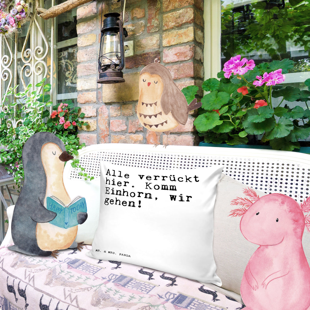 40x40 Kissen Sprüche und Zitate Alle verrückt hier. Komm Einhorn, wir gehen! Kissenhülle, Kopfkissen, Sofakissen, Dekokissen, Motivkissen, Spruch, Sprüche, lustig, Weisheiten, Zitate, Spruch Sprüche Weisheiten Zitate Lustig Weisheit Worte