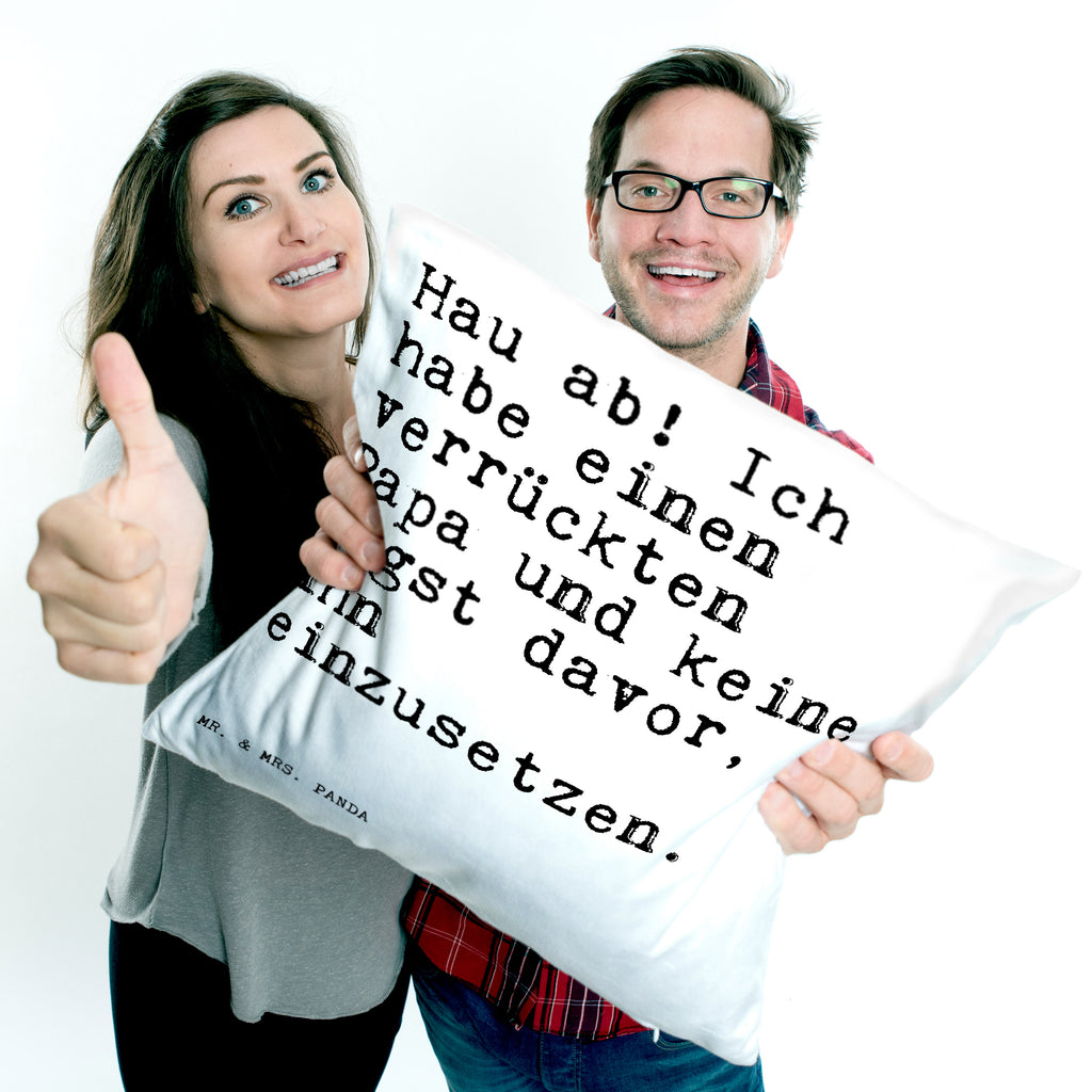 40x40 Kissen Sprüche und Zitate Hau ab! Ich habe einen verrückten Papa und keine Angst davor, ihn einzusetzen. Kissenhülle, Kopfkissen, Sofakissen, Dekokissen, Motivkissen, Spruch, Sprüche, lustig, Weisheiten, Zitate, Spruch Sprüche Weisheiten Zitate Lustig Weisheit Worte