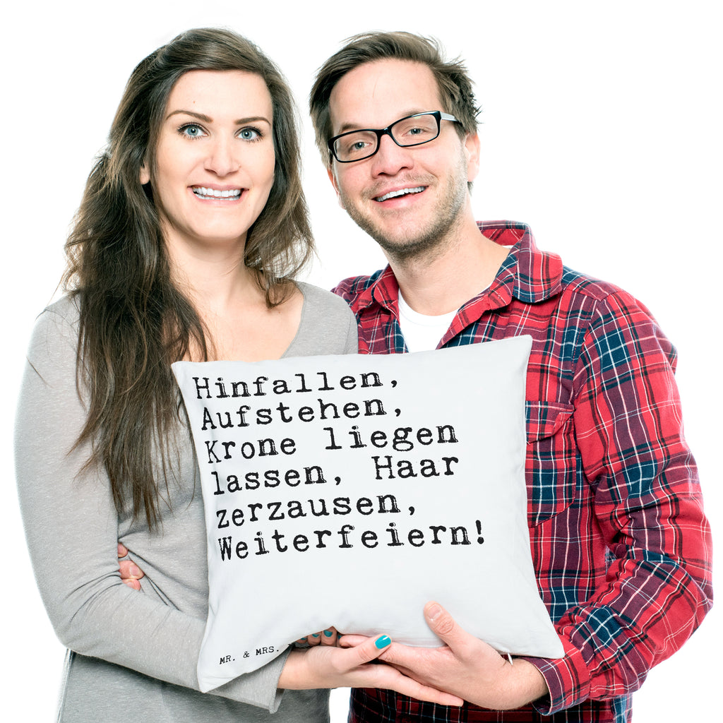 40x40 Kissen Sprüche und Zitate Hinfallen, Aufstehen, Krone liegen lassen, Haar zerzausen, Weiterfeiern! Kissenhülle, Kopfkissen, Sofakissen, Dekokissen, Motivkissen, Spruch, Sprüche, lustig, Weisheiten, Zitate, Spruch Sprüche Weisheiten Zitate Lustig Weisheit Worte