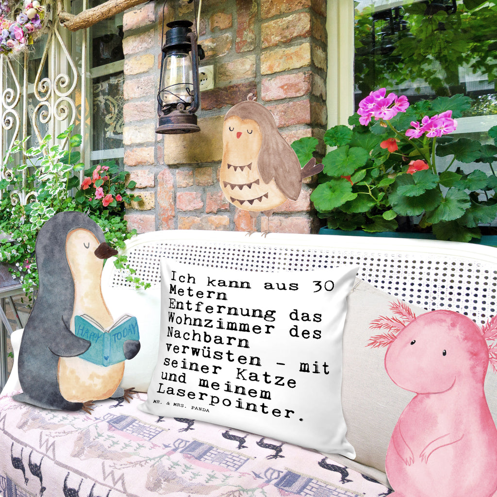 40x40 Kissen Sprüche und Zitate Ich kann aus 30 Metern Entfernung das Wohnzimmer des Nachbarn verwüsten - mit seiner Katze und meinem Laserpointer. Kissenhülle, Kopfkissen, Sofakissen, Dekokissen, Motivkissen, Spruch, Sprüche, lustig, Weisheiten, Zitate, Spruch Sprüche Weisheiten Zitate Lustig Weisheit Worte